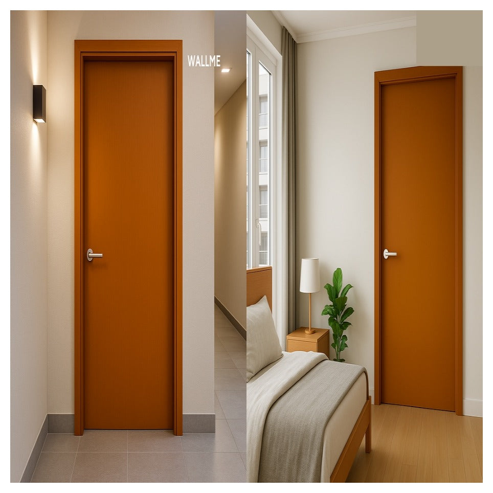 Teak finish WPC doors installed in hallway and bedroom interiors