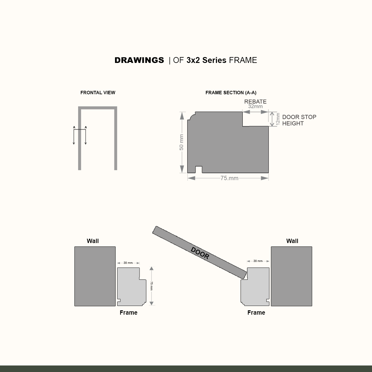 Standard WPC BATHROOM Door Frame 32Series
